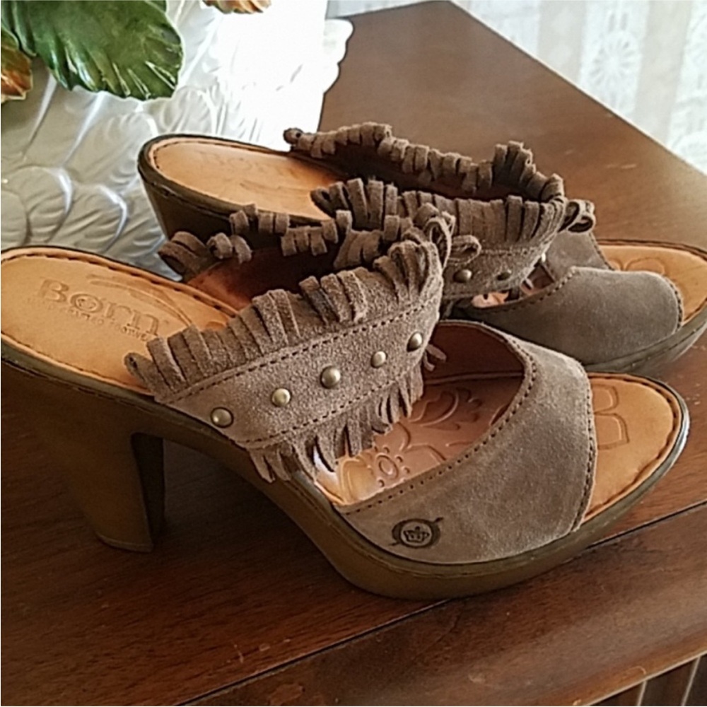 Born Brown Suede Fringe Sandals